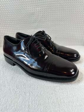 Premier by Rodolfo Valentino Burgundy Leather Cap Toe Oxford Shoes